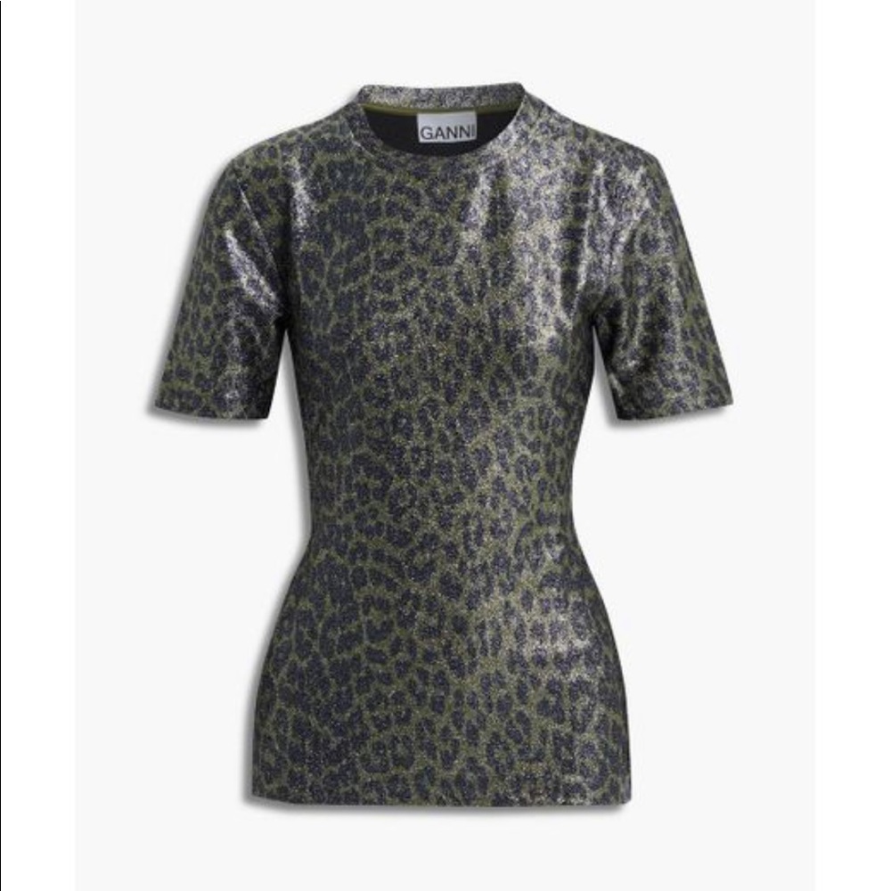 GANNI sparkly leopard top NWT